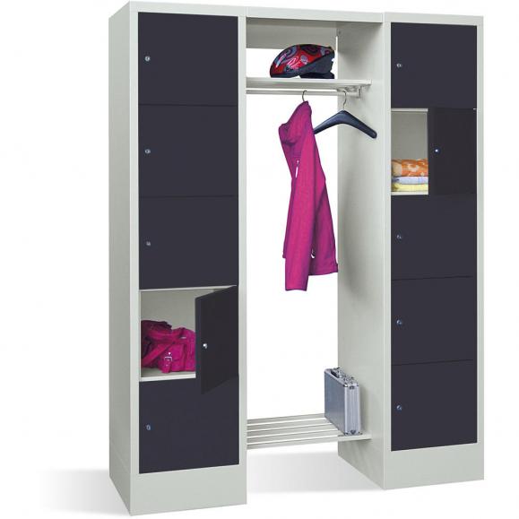Garderobe mit Schließfachschränken BASIC Anthrazitgrau RAL 7016 | 400 | 2 | 10