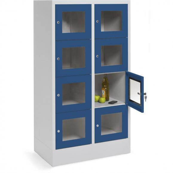 Schließfachschrank CLASSIC mit Sichtfenstertüren Enzianblau RAL 5010 | 400 | 2 | 8