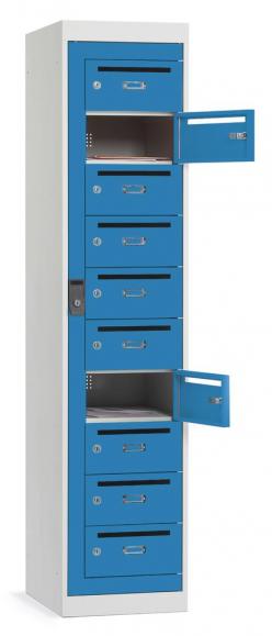 Postverteiler-Stahlschrank mit 10 Türen Lichtblau RAL 5012