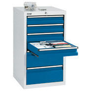 Schubladenschrank SYSTEM DTS 410, 6 Schubladen Enzianblau RAL 5010 | 6 Schübe