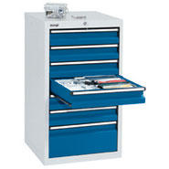 Schubladenschrank SYSTEM DTS 410, 7 Schubladen Enzianblau RAL 5010 | 7 Schübe