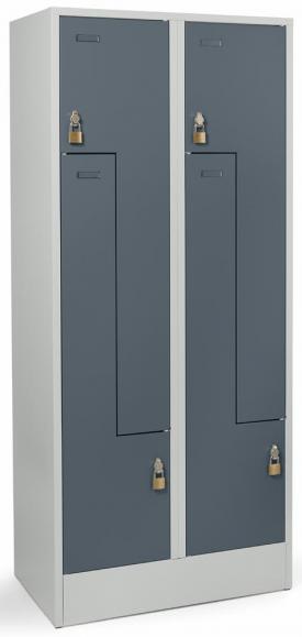 Z-Garderoben Stahlspind mit glatten Türen Blaugrau RAL 7031 | 400 | 4 | Drehriegelverschluss