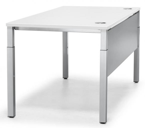 Schreibtisch 4-Fuß PROFI MODUL Weiß | 1000 | Alusilber RAL 9006