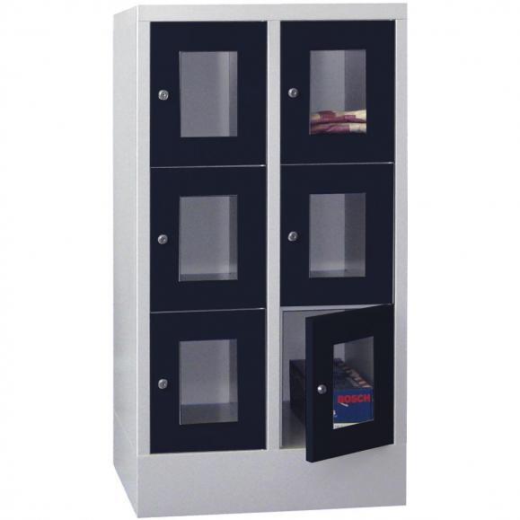 Schließfachschrank CLASSIC mit Sichtfenstertüren Anthrazitgrau RAL 7016 | 300 | 2 | 6