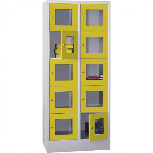 Schließfachschrank CLASSIC mit Sichtfenstertüren Zinkgelb RAL 1018 | 400 | 2 | 10