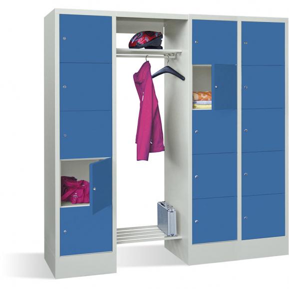 Garderobe mit Schließfachschränken BASIC Lichtblau RAL 5012 | 400 | 2 | 15