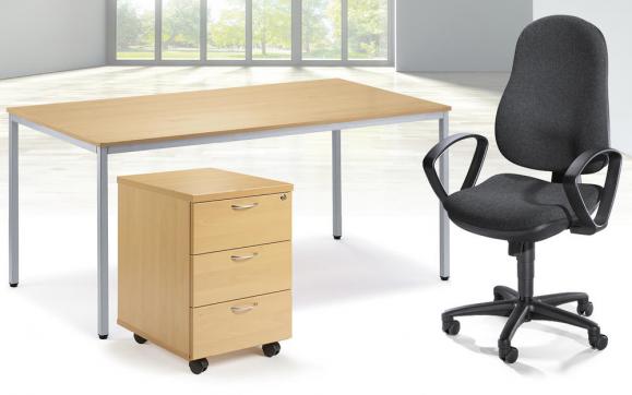 SET-Angebot Schreibtisch, Rollcontainer, Bürostuhl 
