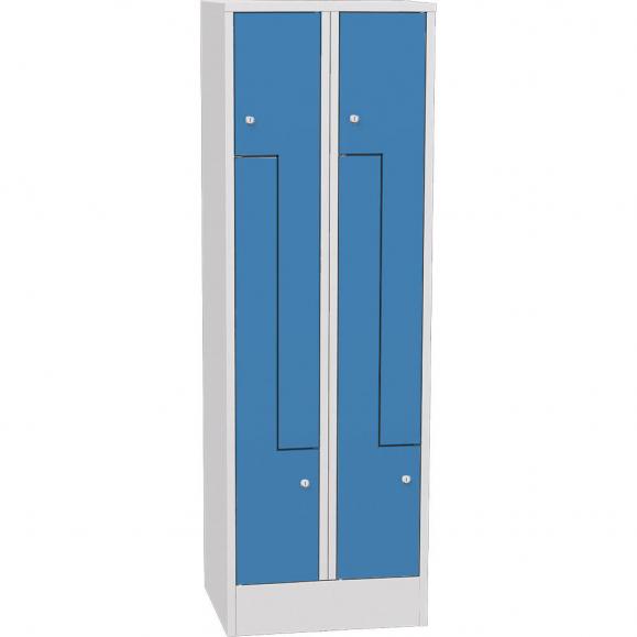Z-Garderoben Stahlspind mit glatten Türen Lichtblau RAL 5012 | 300 | 4 | Zylinderschloss