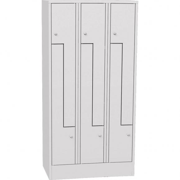 Z-Garderoben Stahlspind mit glatten Türen Lichtgrau RAL 7035 | 300 | 6 | Zylinderschloss