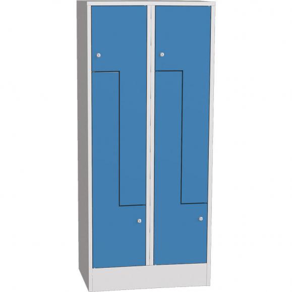 Z-Garderoben Stahlspind mit glatten Türen Lichtblau RAL 5012 | 400 | 4 | Zylinderschloss