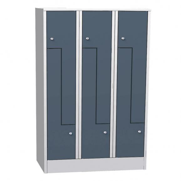 Z-Garderoben Stahlspind mit glatten Türen Blaugrau RAL 7031 | 400 | 6 | Drehriegelverschluss