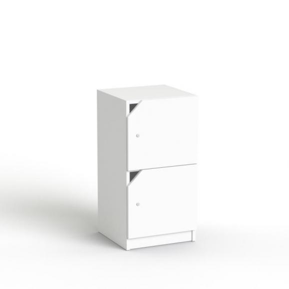 Schließfachschrank mit 2 Türen inkl. Sockel Weiß | Weiß | Zylinderschloss | mit Sockel | 2