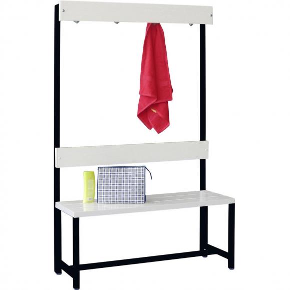 Einseitige Garderoben-Sitzbank, ohne Schuhrost Schwarz RAL 9005 | 1000 | einseitige Garderobenbank | ohne Schuhrost