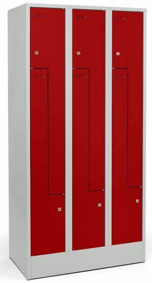 Z-Garderoben Stahlspind mit glatten Türen Feuerrot RAL 3000 | 300 | 6 | Zylinderschloss