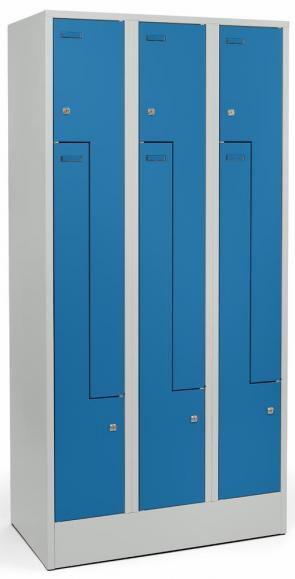 Z-Garderoben Stahlspind mit glatten Türen Lichtblau RAL 5012 | 300 | 6 | Zylinderschloss
