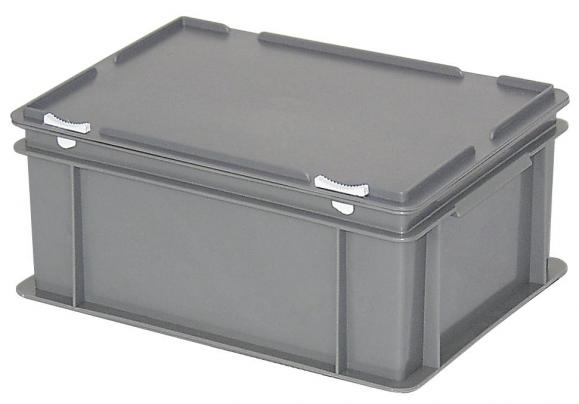 Euronorm-Behälter mit Deckel Grau | B 300 x H 180 x L 400 mm | 16,00