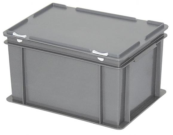 Euronorm-Behälter mit Deckel Grau | B 300 x H 230 x L 400 mm | 21,00