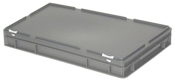 Euronorm-Behälter mit Deckel Grau | B 400 x H 85 x L 600 mm | 14,00