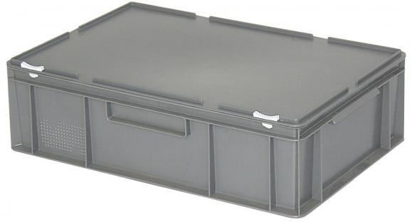 Euronorm-Behälter mit Deckel Grau | B 400 x H 180 x L 600 mm | 33,00