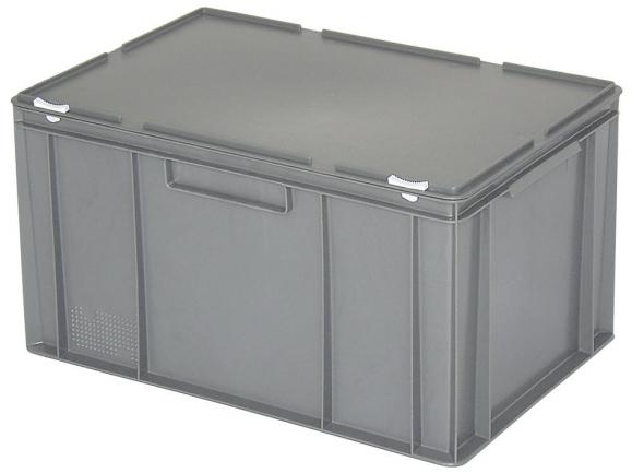 Euronorm-Behälter mit Deckel Grau | B 400 x H 330 x L 600 mm | 63,00