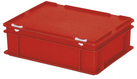 Euronorm-Behälter mit Deckel Rot | B 300 x H 130 x L 400 mm | 11,00