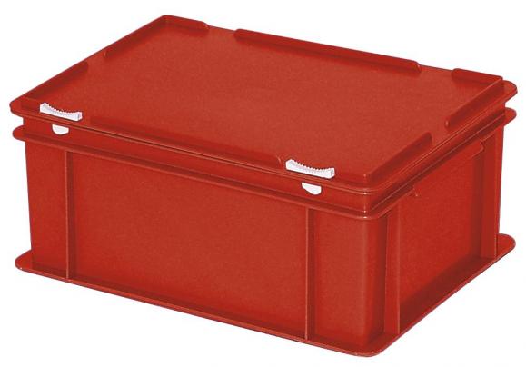 Euronorm-Behälter mit Deckel Rot | B 300 x H 180 x L 400 mm | 16,00