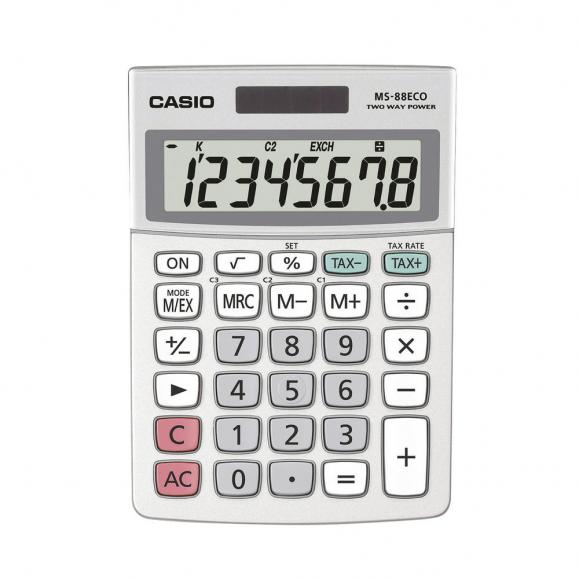CASIO Tischrechner MS-88ECO-W-EH 10x14cm 8stellig 