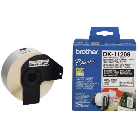 Brother Etikett DK11208 38x90mm weiß 400 St./Rl. 