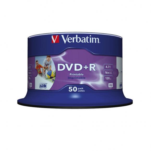 VERBATIM DVD+R 43512 16x 4,7GB Wide Printable 