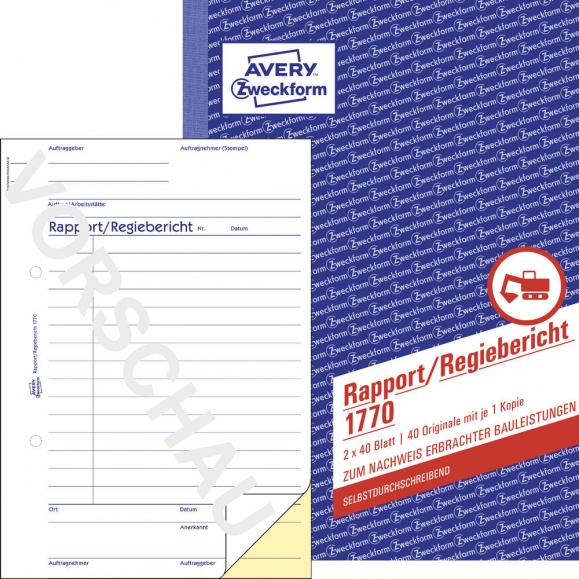 Avery Zweckform Rapport 1770 DIN A5 2x40Blatt 