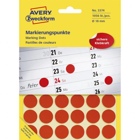 Avery Zweckform Markierungspunkt 3374 18mm rot 