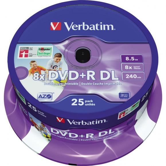 Verbatim DVD+R 43667 8x 8,5GB DL 240Min. Spindel 