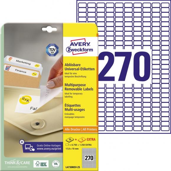 Avery Zweckform Etikett L4730REV-25 17,8x10mm weiß 