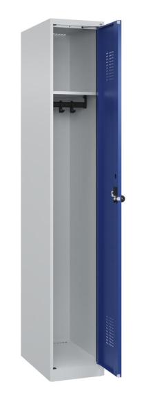 Garderoben-Stahlspind EVOLO PLUS, bodenstehend Enzianblau RAL 5010 | 300 | 1 | Lichtgrau RAL 7035 | Bodenstehend
