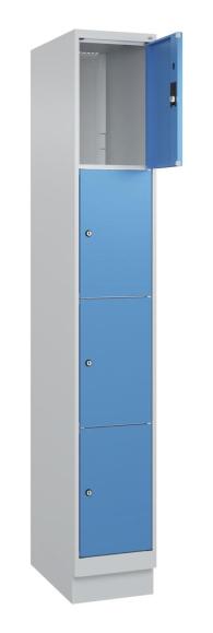 Schließfachschrank CLASSIC PLUS, mit Sockel Lichtblau RAL 5012 | 300 | 1 | Lichtgrau RAL 7035 | mit Sockel | 4