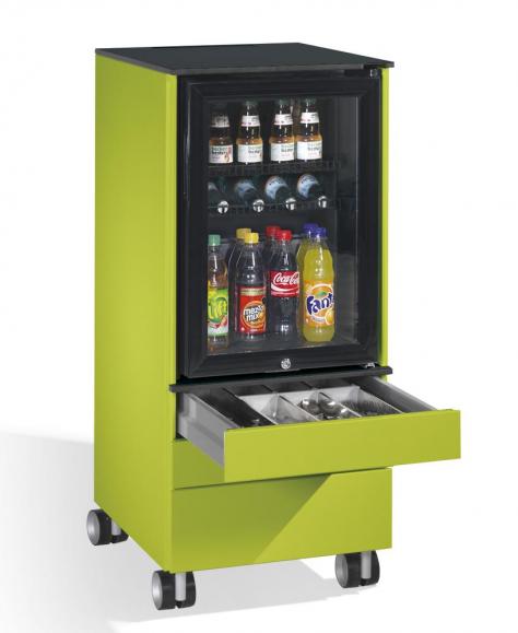 Kühlschrank Caddy mit 3 Schubladen mit Einrichtung Viridingrün RDS 110 80 60 | mit Kühlschrank & 3 Schubladen