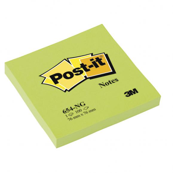 Post-it Haftnotiz Neon Notes 654NGR 76x76mm 