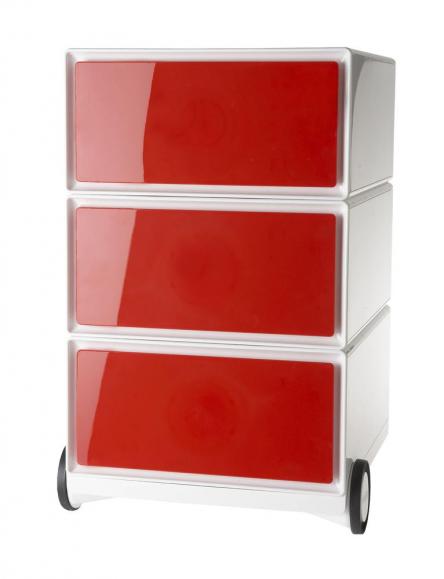 Mobiler Rollcontainer mit 3 Schubladen Rot | 3 Schübe