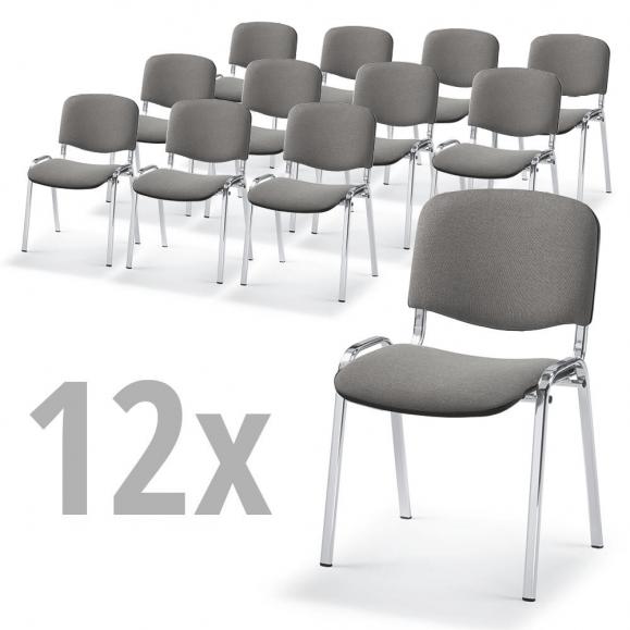 12er SET - Besucherstühle ISO Grau | Verchromt