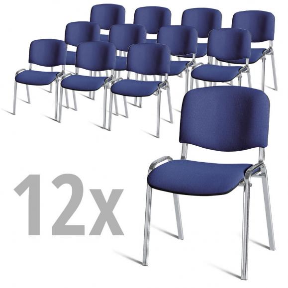 12er SET - Besucherstühle ISO Blau | Verchromt
