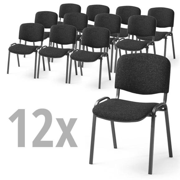 12er SET - Besucherstühle ISO Anthrazit-meliert | Schwarz
