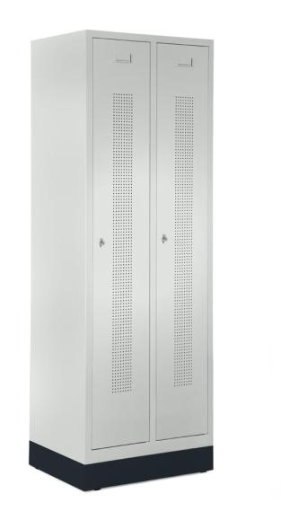 Garderobenspinde SYSTEM SP1 mit Sockel Lichtgrau RAL 7035 | 300 | 2 | Drehriegelverschluss | mit Sockel