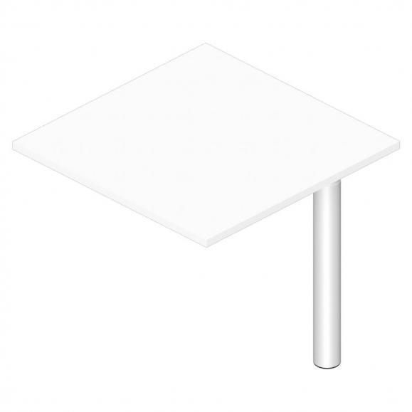 Verkettungsplatte Quadrat 800 PROFI MODUL Weiß | Stützfuß Alusilber