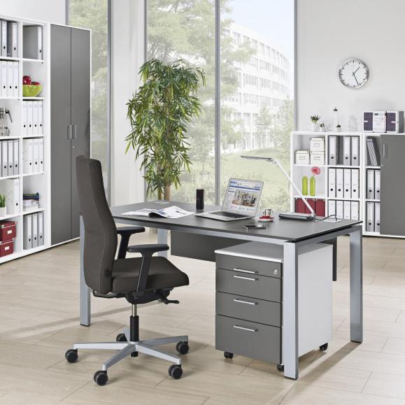 Schreibtisch 4-Fuß Comfort EVO Anthrazit | 1200
