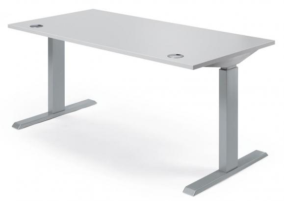 Höhenverstellbarer Schreibtisch Comfort EVO Lichtgrau | 1600 | Alusilber RAL 9006 | 640-1300