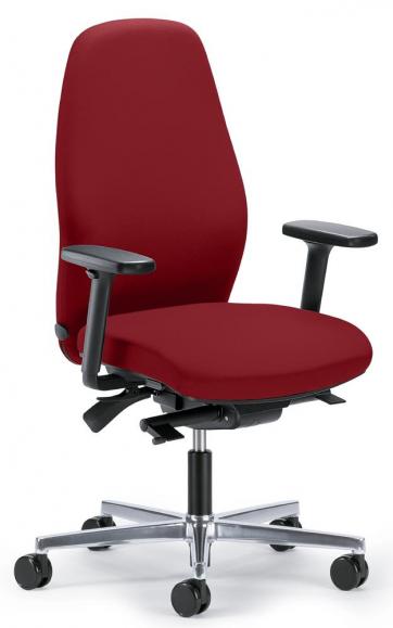 Bürostuhl mySIT ohne Armlehnen Rot | Sitzneigeverstellung-Automatik, Sitztiefenverstellung, Synchronmechanik | Aluminium poliert