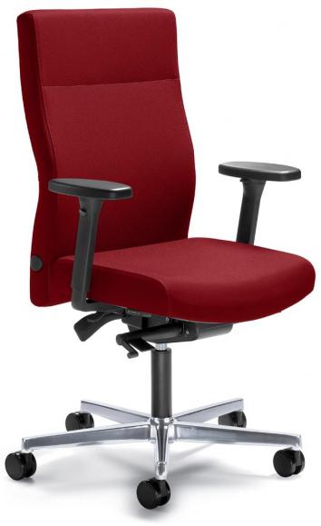 Bürostuhl winSIT ohne Armlehnen Rot | mit Gegenkrafteinstellung | Sitzneigeverstellung-Automatik, Sitztiefenverstellung | Aluminium poliert | ohne Kopfstütze