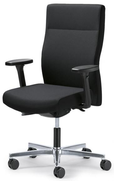 Bürostuhl winSIT ohne Armlehnen Schwarz | mit Gewichtsautomatik | Sitztiefenverstellung | Aluminium poliert | ohne Kopfstütze