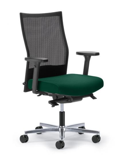 Bürostuhl winSIT NET ohne Armlehnen Schwarz/Dunkelgrün | Sitztiefenverstellung, Synchronmechanik | Aluminium poliert