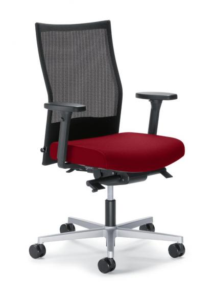 Bürostuhl winSIT NET ohne Armlehnen Schwarz/Rot | Sitztiefenverstellung, Synchronmechanik | Alusilber